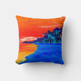 Coussin Pop Art Plage Exotique Palmiers
