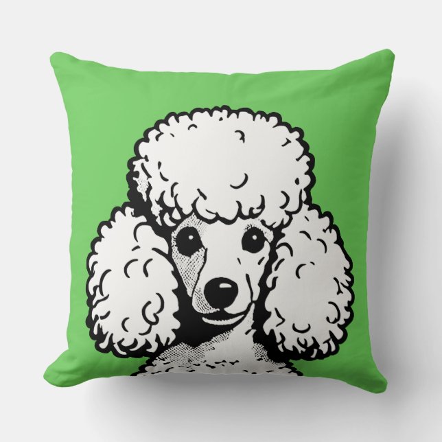 Coussin Pop Art Poodle Lime & Blanc Chic Aesthétique (Recto)