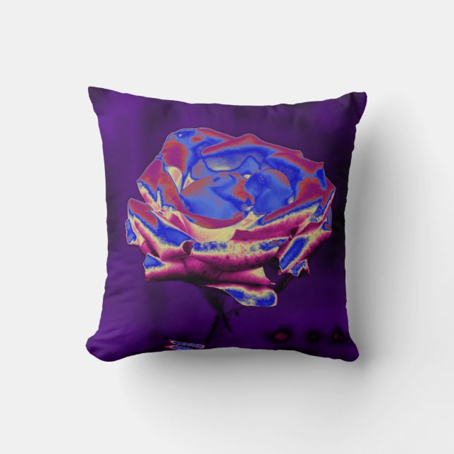 Coussin Pop Art Rose bleu et violet (Recto)