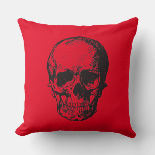 Coussin Pop Art rouge crâne