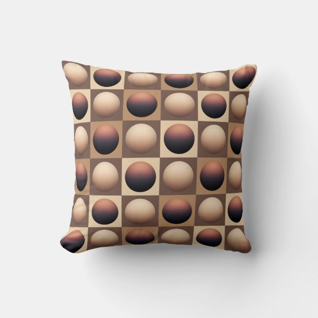 Coussin Pop Art Sphères, Chocolat Brown et beige (Recto)
