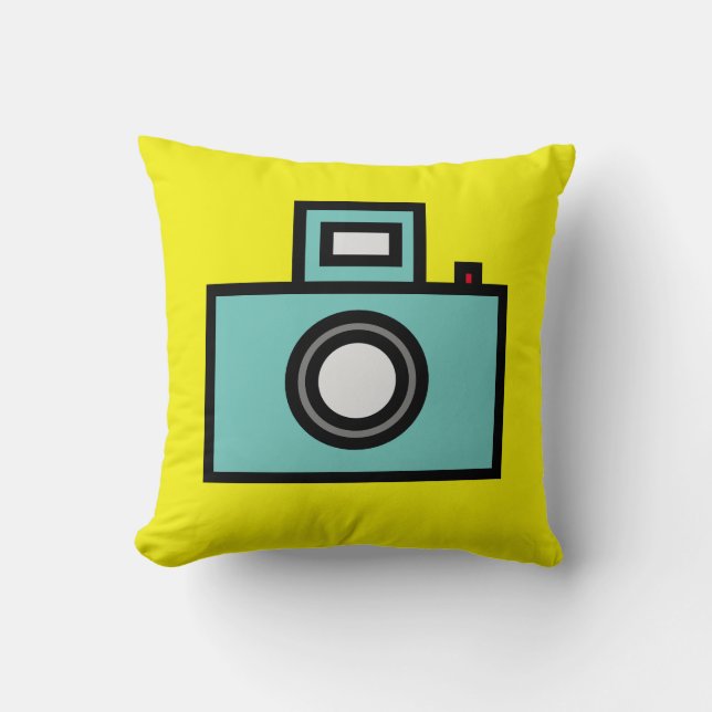 Coussin Pop art vieux appareil photo jaune  (Recto)
