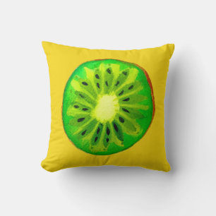 Coussin Pop art vif kiwi fruit original aquarelle