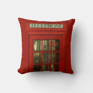 Coussin Pop Art Vintage London City Boîte téléphonique rou