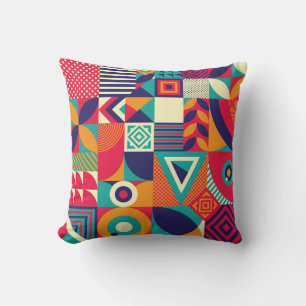 Coussin Pop formes géométriques abstraites, motif transpar