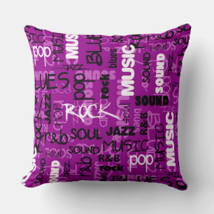 Coussin Pop Rock Rose R & B Music Texte Lancer l'oreiller