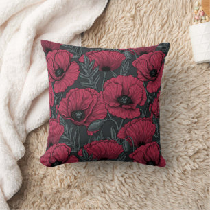 Coussin Poppies à Viva Magenta