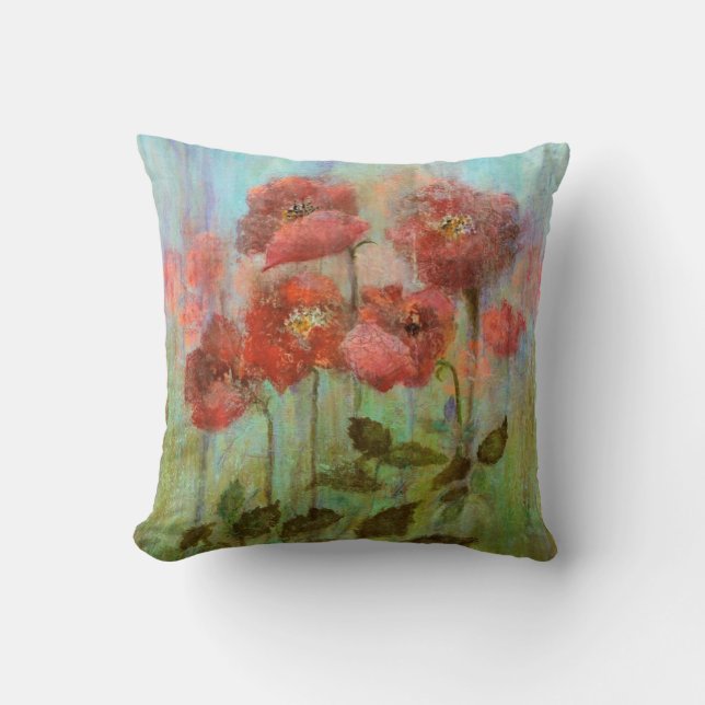 Coussin Poppies Encore Vie En Rouge Pastel (Recto)