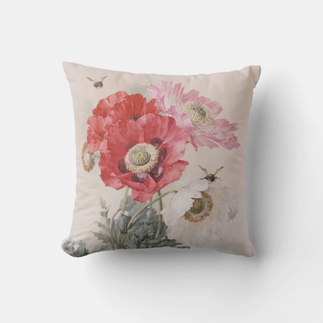 Coussin Poppies et abeilles (Recto)