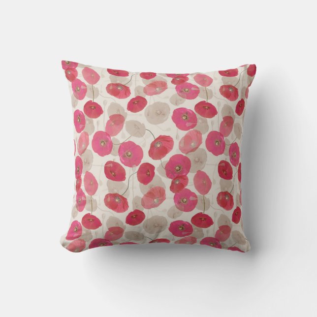 Coussin Poppies roses florales Abstraites modernes (Recto)