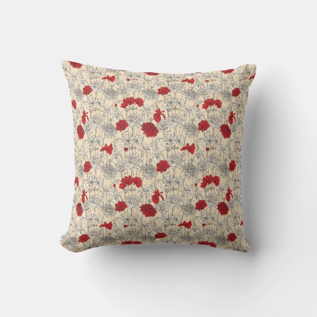 Coussin Poppies rouges (Recto)