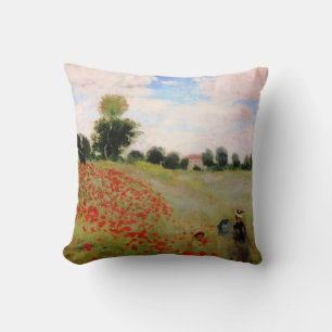 Coussin Poppies rouges par Monet - Poppy Field Parasol Fem