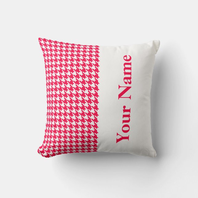 Coussin Poppy Moderne Houndstooth avec nom (Recto)