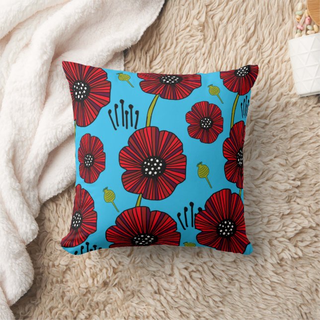 Coussin Poppy rouge gras moderne (Couverture)