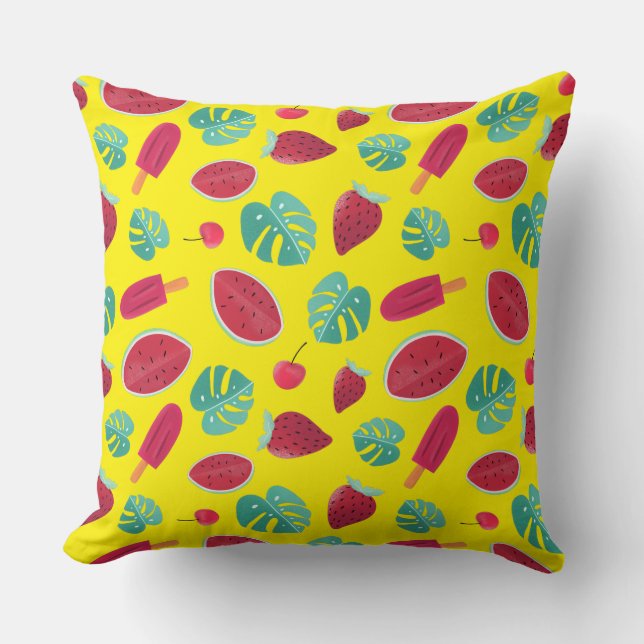 Coussin Popsicle, cerise, fraise et pastèque (Recto)
