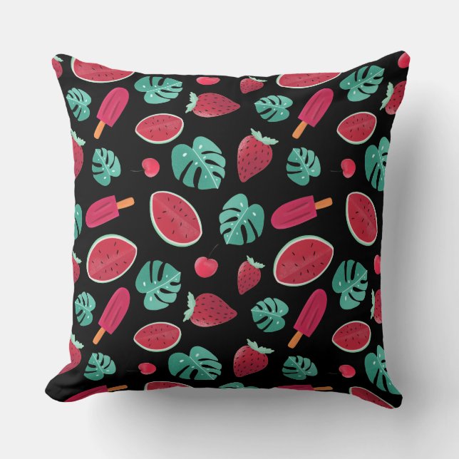 Coussin Popsicle, cerise, fraise et pastèque (Recto)