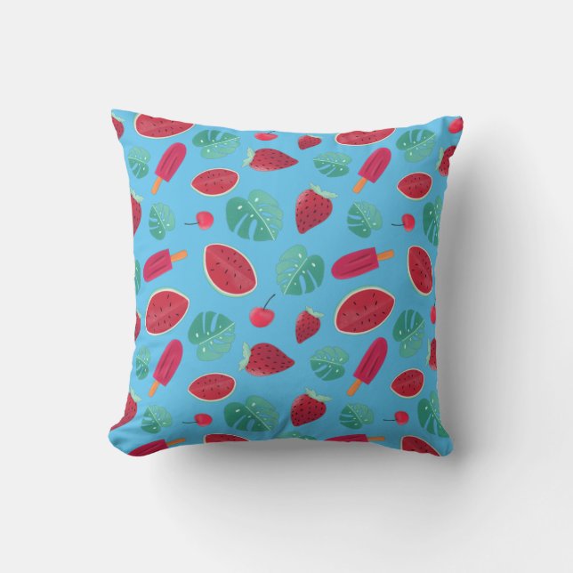 Coussin Popsicle, cerise, fraise et pastèque (Recto)
