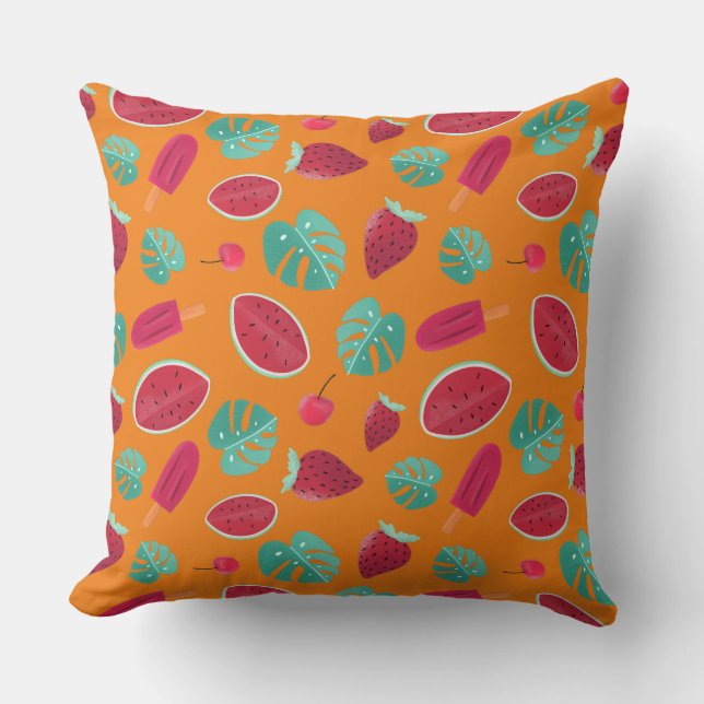 Coussin Popsicle, cerise, fraise et pastèque (Recto)