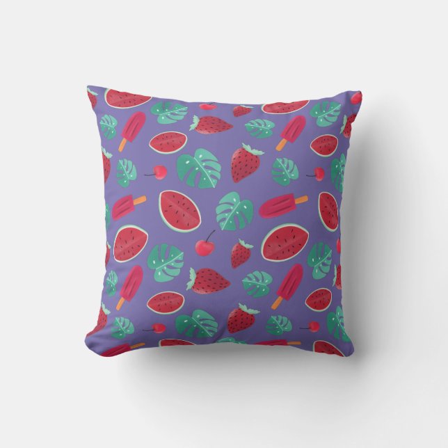Coussin Popsicle, cerise, fraise et pastèque (Recto)