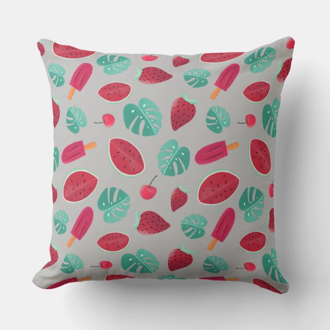 Coussin Popsicle, cerise, fraise et pastèque (Recto)