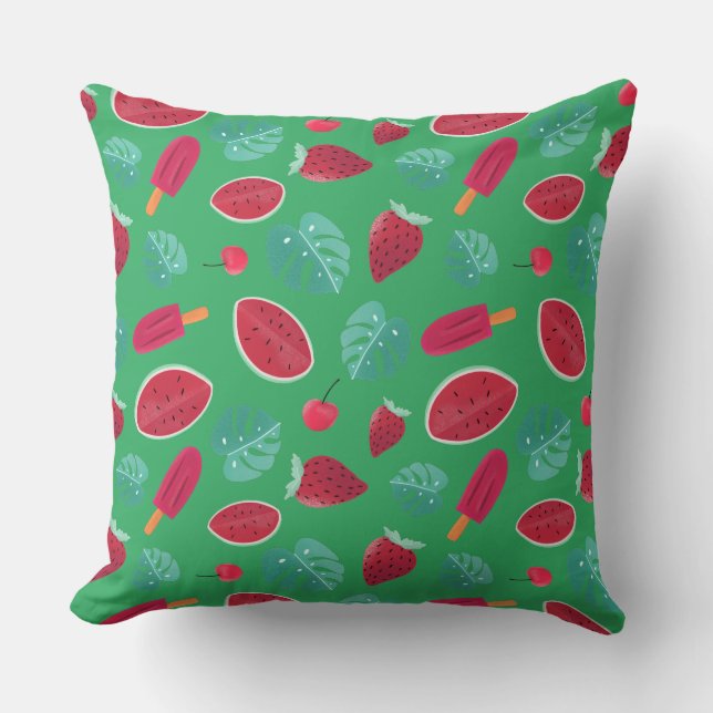 Coussin Popsicle, cerise, fraise et pastèque (Recto)
