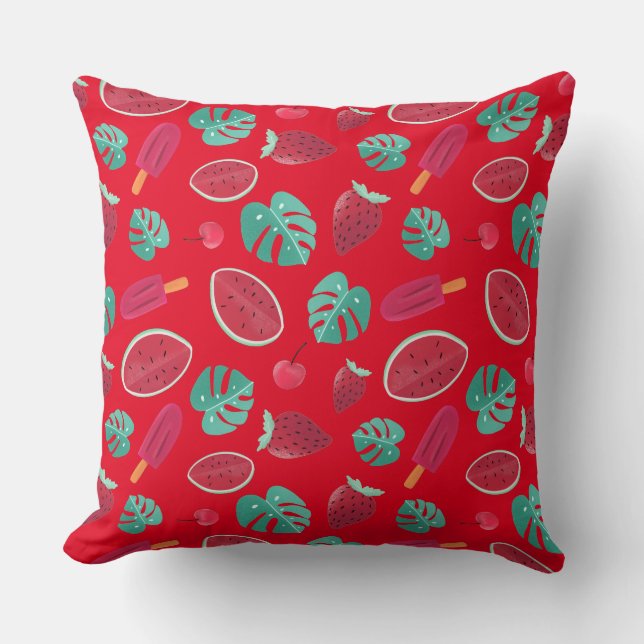 Coussin Popsicle, cerise, fraise et pastèque (Recto)