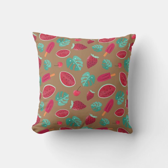 Coussin Popsicle, cerise, fraise et pastèque (Recto)