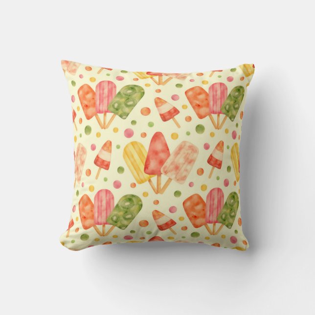 Coussin Popsicles colorés d'aquarelle (Recto)
