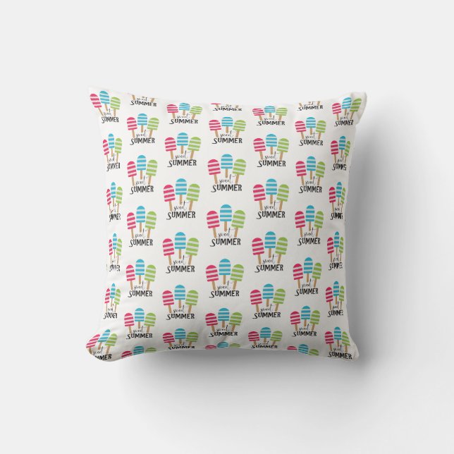 Coussin Popsicles rayés amusants (Recto)