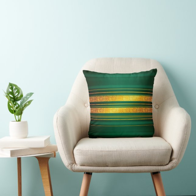 Coussin Populaire Green Gold Luxury Linen Texture Collecti (Chaise)