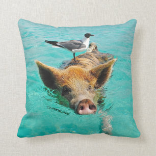 Coussin Porc de natation avec un passager