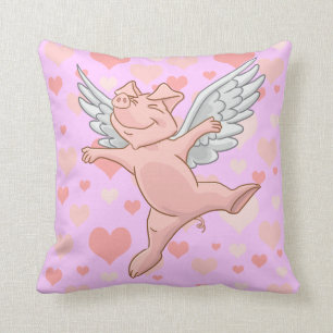 Coussin Porc mignon de vol et coeurs roses