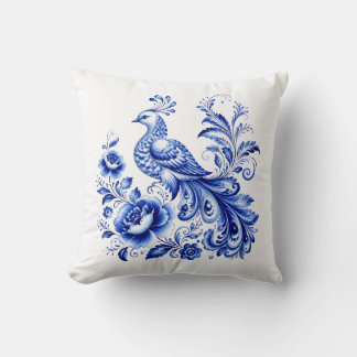 Coussin Porcelaine Traditionnelle de Cobalt Art Populaire