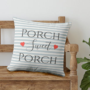 Coussin Porche Sweet Porche Bleu & Blanc Rayure Moderne