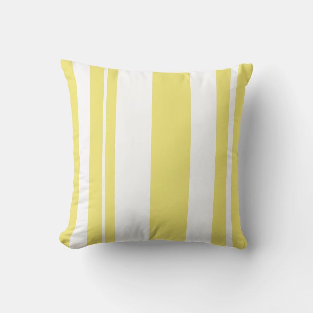 Coussin Poreiller à lancer rayé blanc et jaune (Recto)