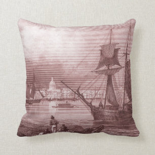 Coussin Port de la Nouvelle-Orléans Louisiane Rouge Vintag