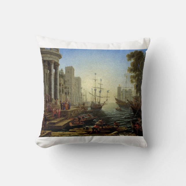 Coussin Port de mer avec l'embarquement de sainte Ursule  (Recto)