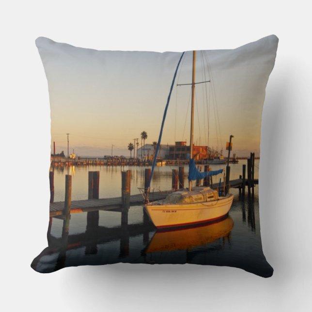 Coussin Port de Rockport, Texas au coucher du soleil (Recto)