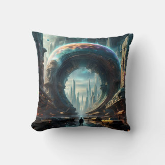 Coussin Portail futuriste de la planète Alien avec Porte m