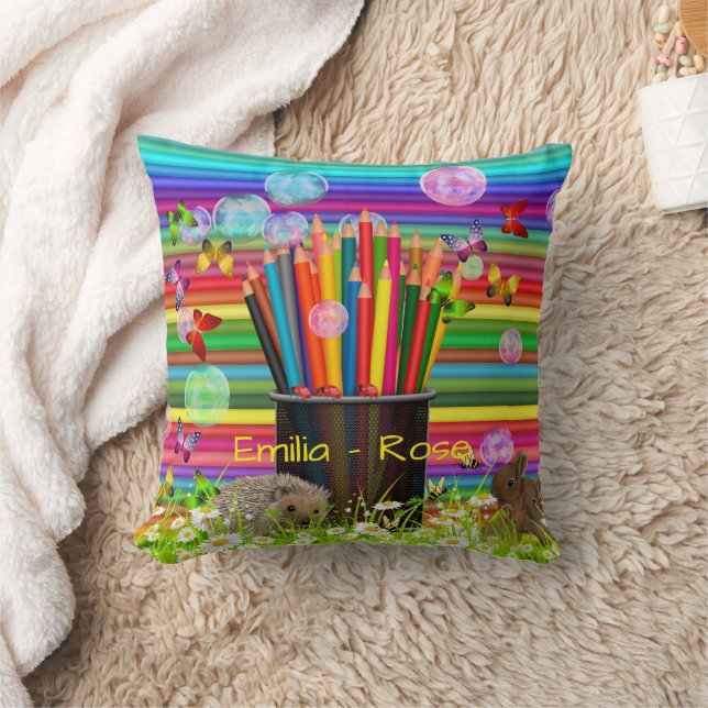 Coussin Porte-crayons de couleur Bulles Papillons Margueri (Couverture)