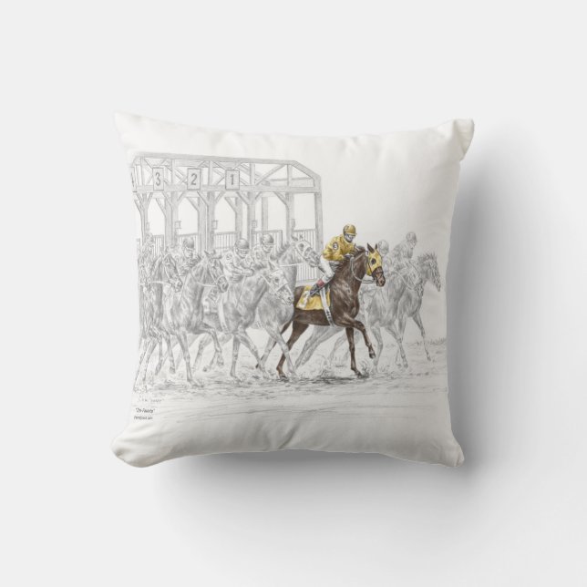 Coussin Porte de départ de la course de cheval (Recto)