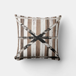 Coussin Porte de grange rustique multi-bois blanche et mar