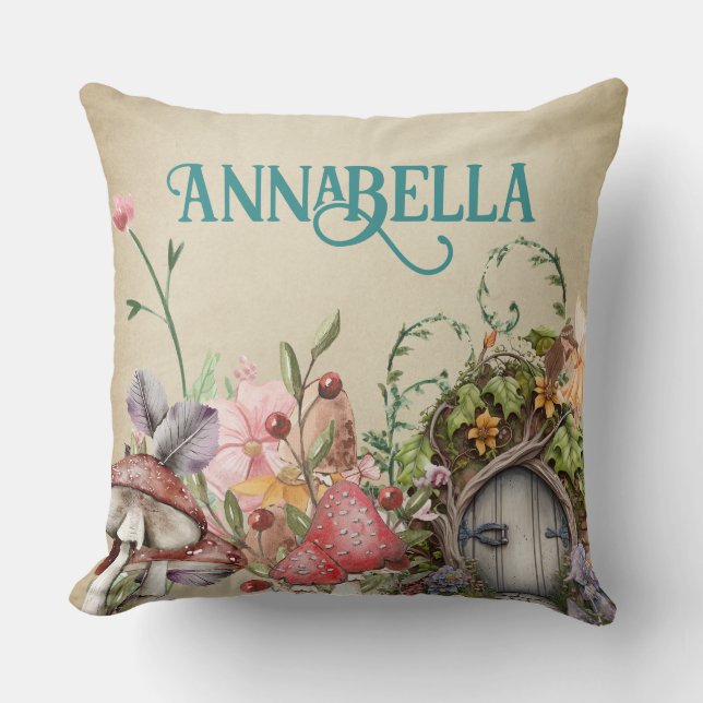 Coussin Porte de jardin de fées de la forêt enchantée vint (Recto)