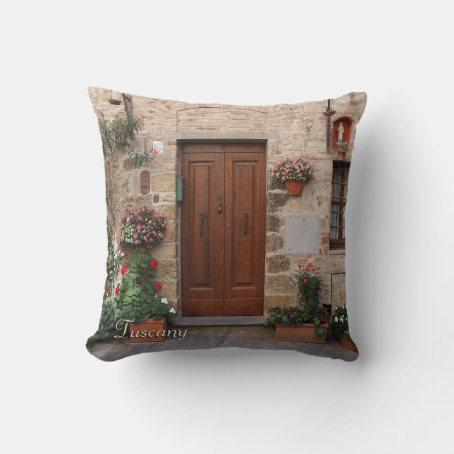 Coussin Porte en bois Toscane Italie personnalisée (Recto)