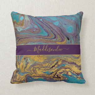 Coussin Porte en marbre violet Turquoise moderne Monogramm