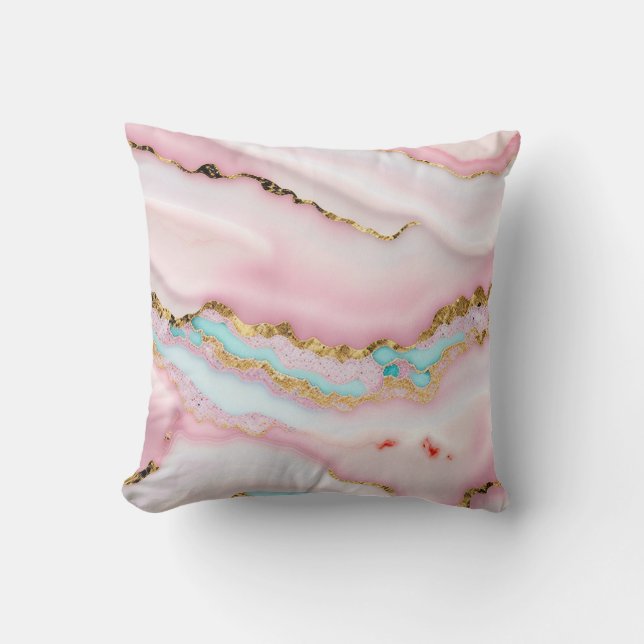 Coussin Porte Marbre Populaire Blue Rose Collection Or (Recto)