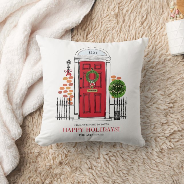 Coussin Porte rouge de Noël Jouer l'oreiller (Couverture)