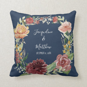 Coussin Porteur de l'anneau Rose de Bourgogne floral Aquar