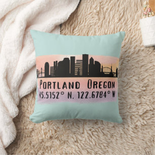 Coussin Portland OU City Skyline Latitude et Longitude