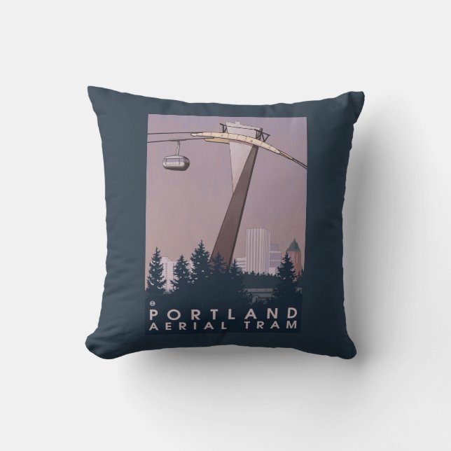 Coussin Portland, scène de tram d'OregonAerial (Recto)